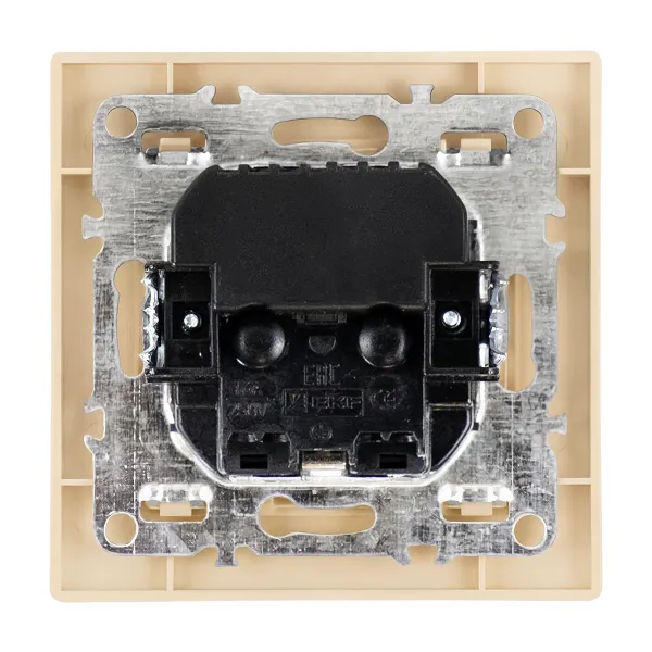 Минск Розетка 1-местная СП с/з 16А бежевая с защ. штор. с 2 USB 2,1А EKF