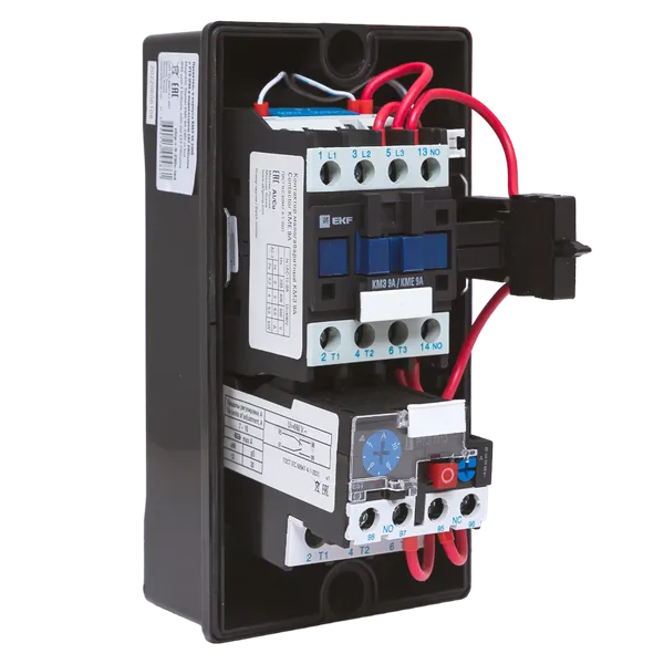 Пускатель в корпусе КМЭ 9А 230В с РТЭ Ir-5,5-8А и индикатором IP65 EKF