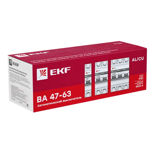 Автоматический выключатель 4P 1,6А (C) 4,5kA ВА 47-63 EKF PROxima
