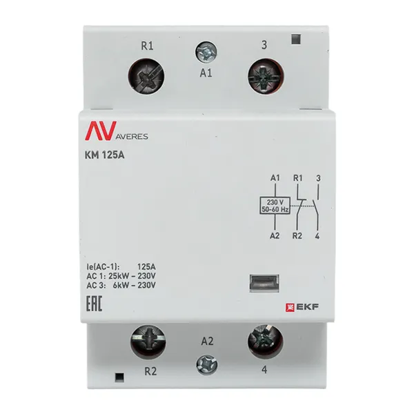 Контактор модульный КМ 125А 1NC+1NO 230VAC (3 мод.) AVERES EKF