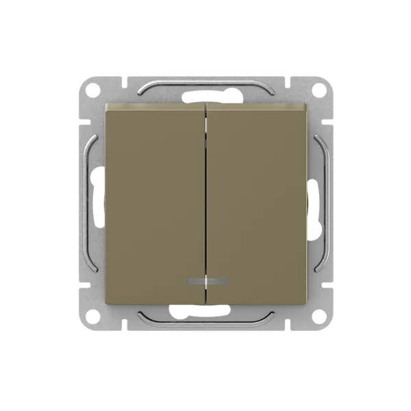 Механизм выключателя, двухклавишный, проходной, шампань Эпика EKF