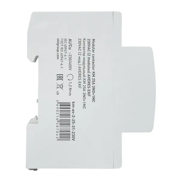 Контактор модульный КМ 25А 3NO+1NC 230VAC (2 мод.) AVERES EKF