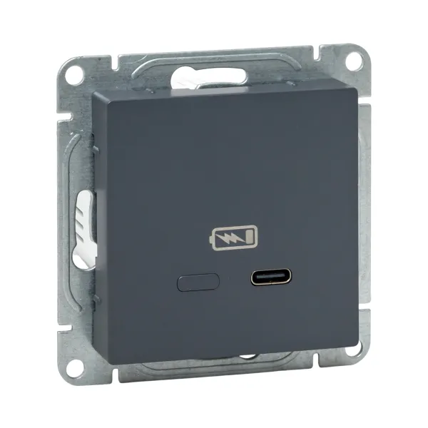 Механизм розетки USB-С, быстрая, графит Эпика EKF