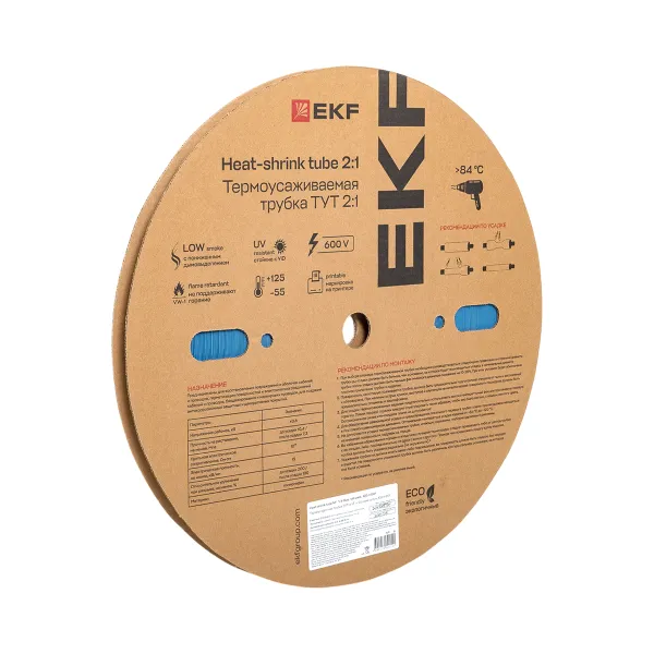 Термоусаживаемая трубка ТУТ нг 6/3 синяя рулон EKF PROxima
