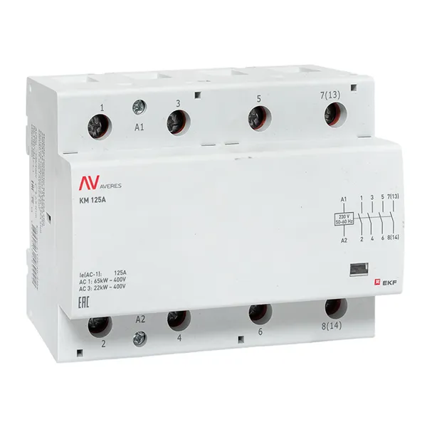 Контактор модульный КМ 125А 4NO 230VAC (6 мод.) AVERES EKF