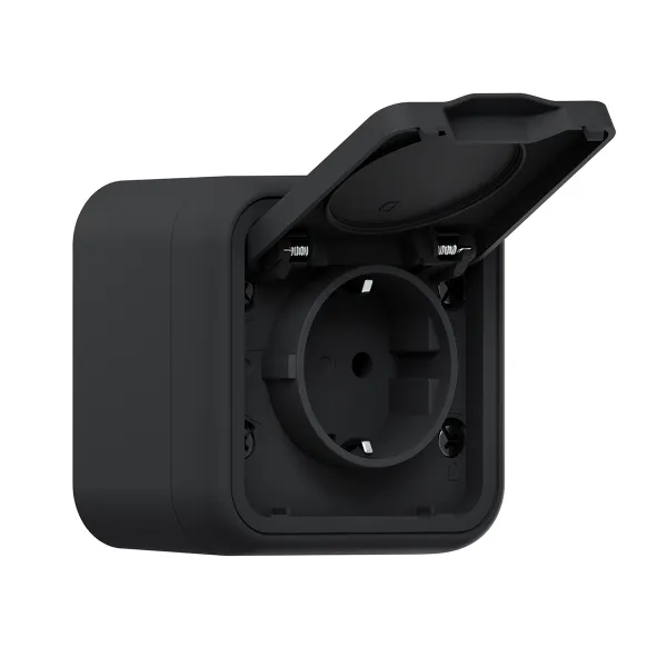 Розетка, одноместная, ОП, винтовые клеммы антрацит, Бронто EKF