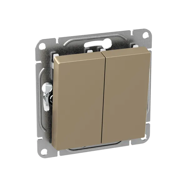 Механизм выключателя, двухклавишный, шампань Эпика EKF