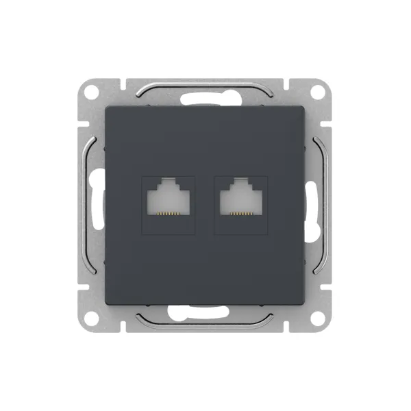 Механизм розетки RJ45 - 2шт, (cat5), графит Эпика EKF
