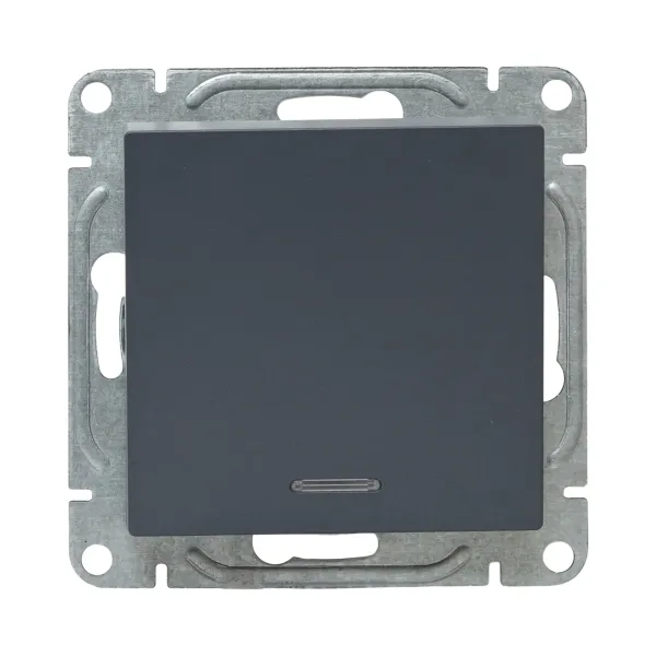 Механизм выключателя, одноклавишный, с подсветкой, графит Эпика EKF