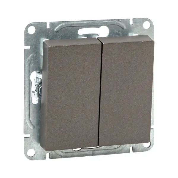 Механизм выключателя, двухклавишный, кнопочный, мокко Эпика EKF