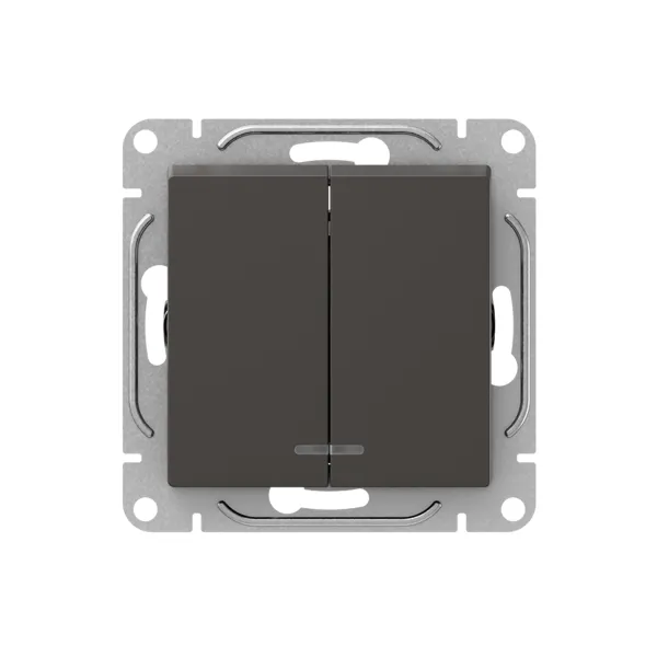 Механизм выключателя, двухклавишный, с подсветкой, мокко Эпика EKF