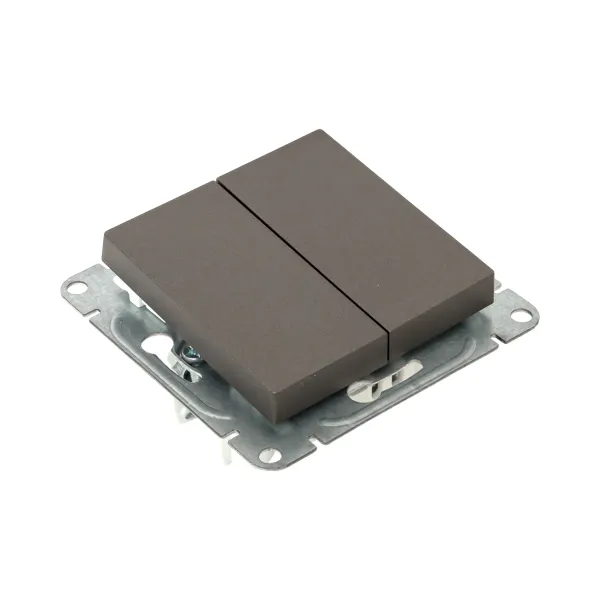 Механизм выключателя, двухклавишный, кнопочный, мокко Эпика EKF