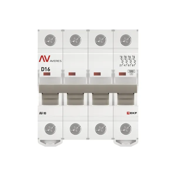 Выключатель автоматический AV-10 4P 16A (D) 10kA EKF AVERES