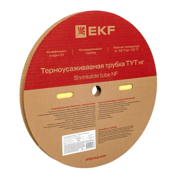 Термоусаживаемая трубка ТУТ нг 10/5 желтая рулон EKF PROxima