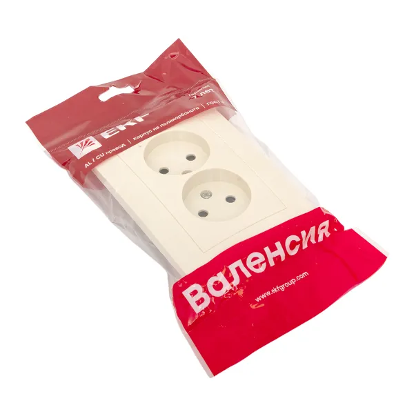 Валенсия розетка 2-местная б/з 10А кремовая с защ. штор. EKF PROxima