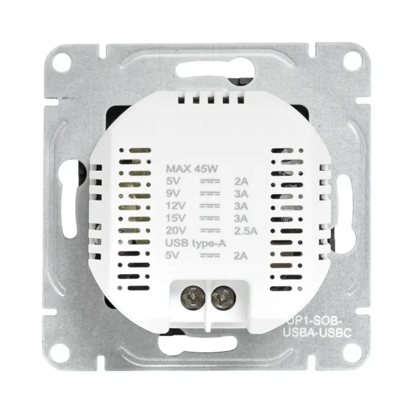 Механизм розетки USB-A+С, чёрный Эпика EKF