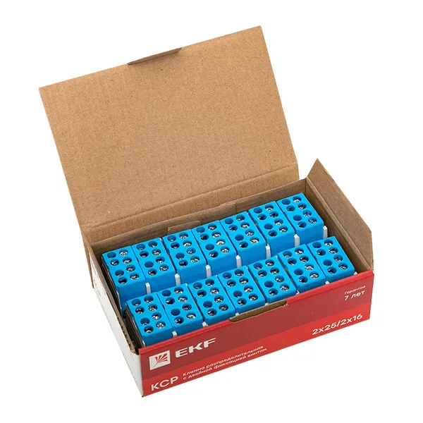 Клемма распределительная КСР с двойным винтом 2x25/2x16 синяя EKF PROxima