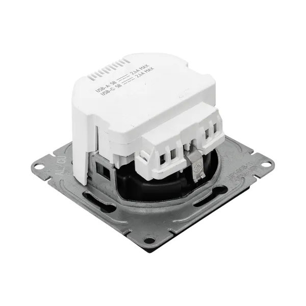 Механизм розетки с USB-A+С - 2шт, 16А, с заземлением, со шторками, чёрный Эпика EKF