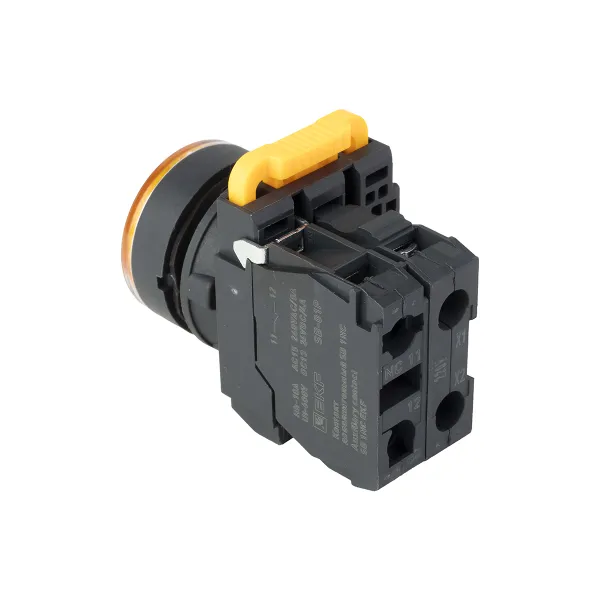 Кнопка SB-27 плоская без фиксации c подсветкой 220V AC 1NC желтая IP65 EKF