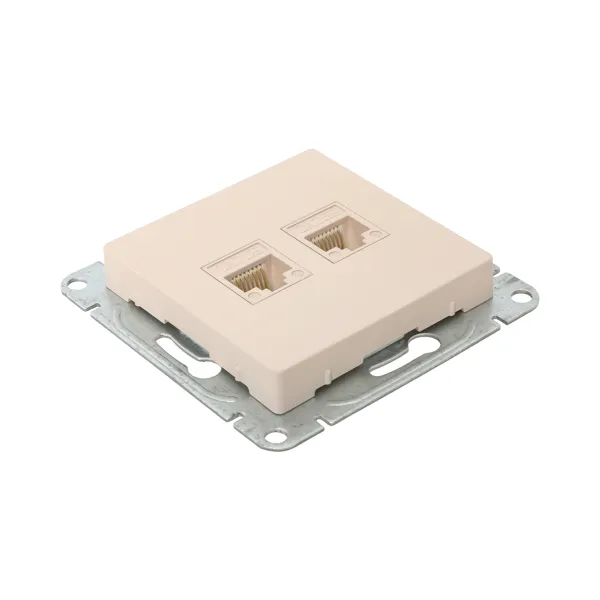 Механизм розетки RJ45 - 2шт, (cat5), кремовый Эпика EKF