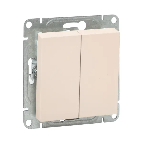 Механизм выключателя, двухклавишный, кремовый Эпика EKF