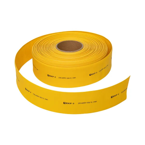 Термоусаживаемая трубка ТУТ нг 60/30 желтая рулон EKF PROxima