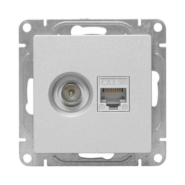 Механизм розетки TV+RJ45 (cat5), алюминий Эпика EKF