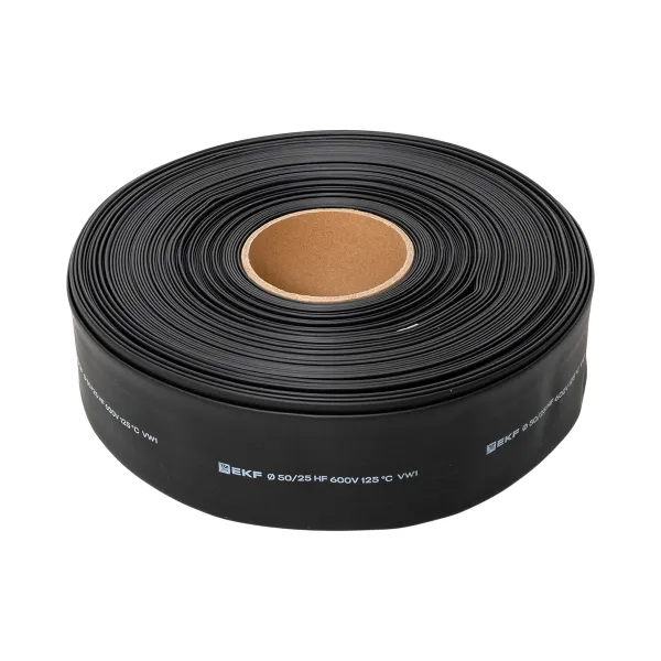 Термоусаживаемая трубка ТУТ нг 50/25 черная рулон EKF PROxima