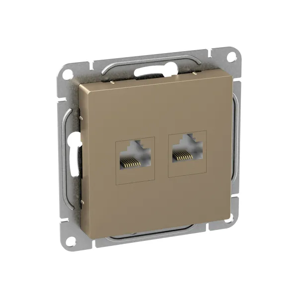 Механизм розетки RJ45 - 2шт, (cat5), шампань Эпика EKF