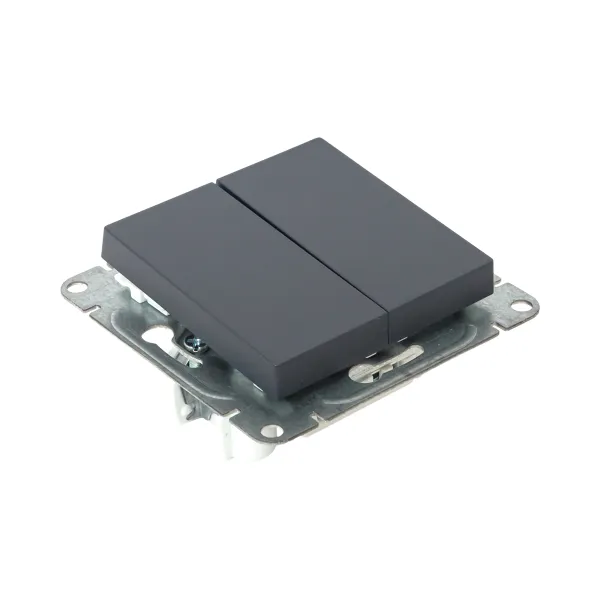 Механизм выключателя, двухклавишный, графит Эпика EKF