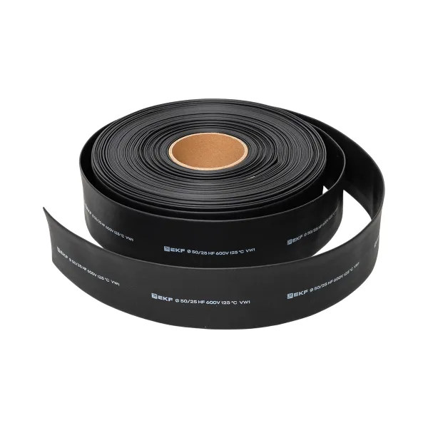 Термоусаживаемая трубка ТУТ нг 50/25 черная рулон EKF PROxima