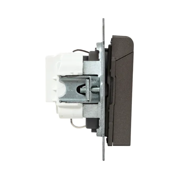 Механизм розетки, 16А, IP44, с заземлением, со шторками, c крышкой, мокко Эпика EKF