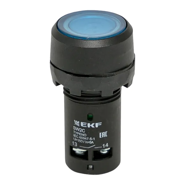 Кнопка SW2C-10D с подсветкой синяя NO EKF PROxima