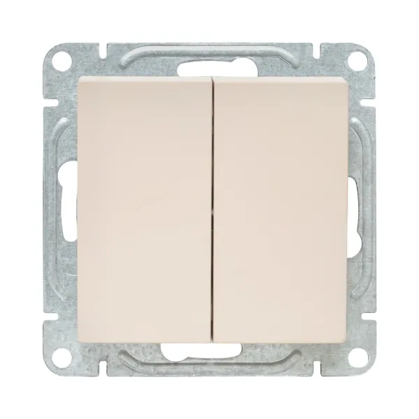 Механизм выключателя, двухклавишный, проходной, кремовый Эпика EKF