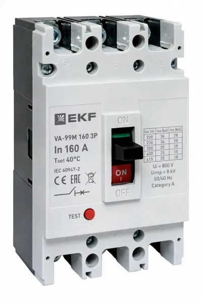 Выключатель автоматический в литом корпусе ВА-99М 160/160А 3P 10In 35кА с термомагнитным расцепителем EKF