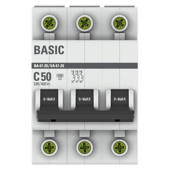 Автоматический выключатель 3P 50А (C) 4,5кА ВА 47-29 Basic