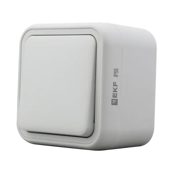 Выключатель, одноклавишный, ОП, автоматические клеммы серый, Бронто EKF