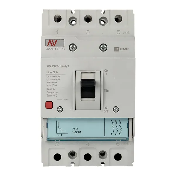 Автоматический выключатель AV POWER-1/3 20А 80kA TR EKF AVERES