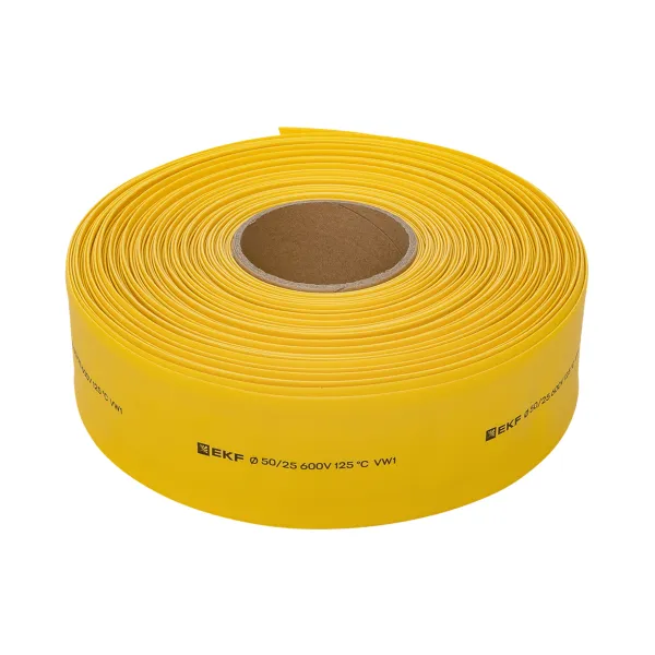 Термоусаживаемая трубка ТУТ нг 50/25 желтая рулон EKF PROxima
