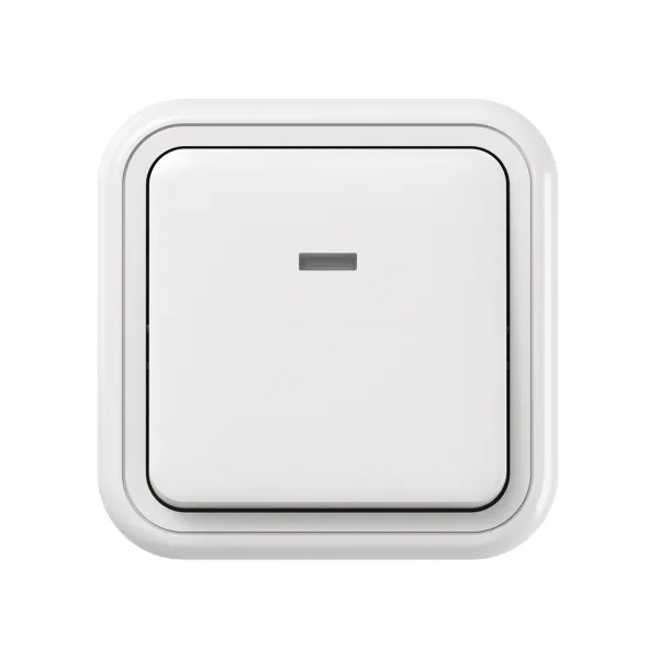 Выключатель, одноклавишный, проходной, с подсветкой, ОП, автоматические клеммы белый, Бронто EKF