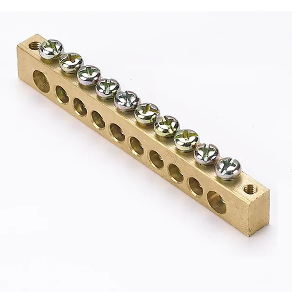 Шина PEN "ноль-земля" (8x12мм) 10 отверстий латунь крепеж по краям EKF PROxima