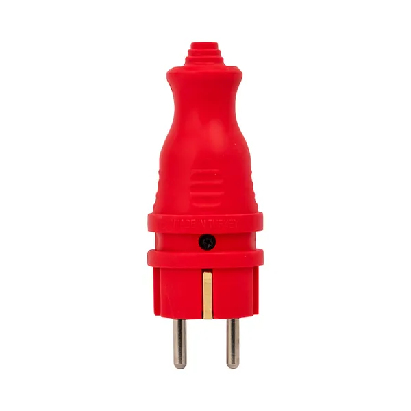 Вилка красная каучуковая прямая 230В 2P+PE 16A IP44 EKF PRO
