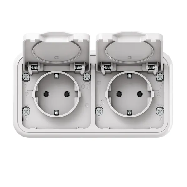 Розетка, двухместная, ОП, винтовые клеммы белый, Бронто EKF