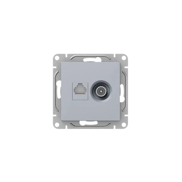 Механизм розетки TV+RJ45 (cat5), алюминий Эпика EKF