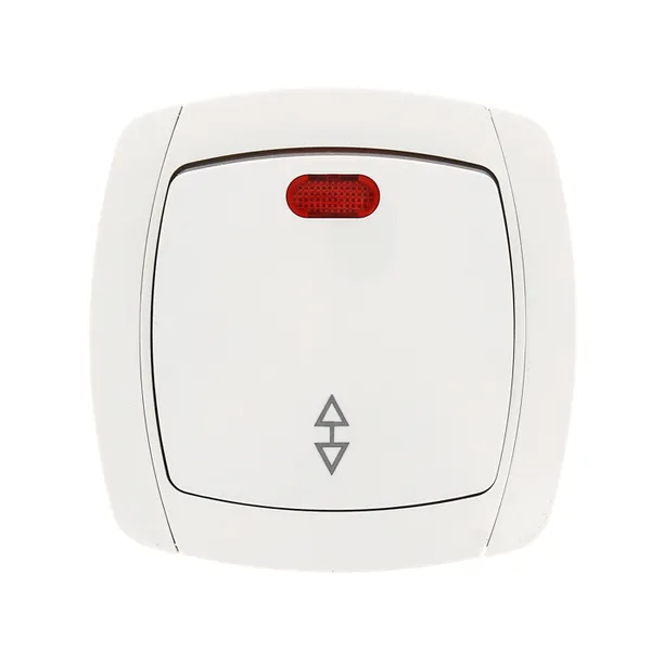 Париж Выключатель проходной 1-клавишный с индикатором 10А белый EKF Simple