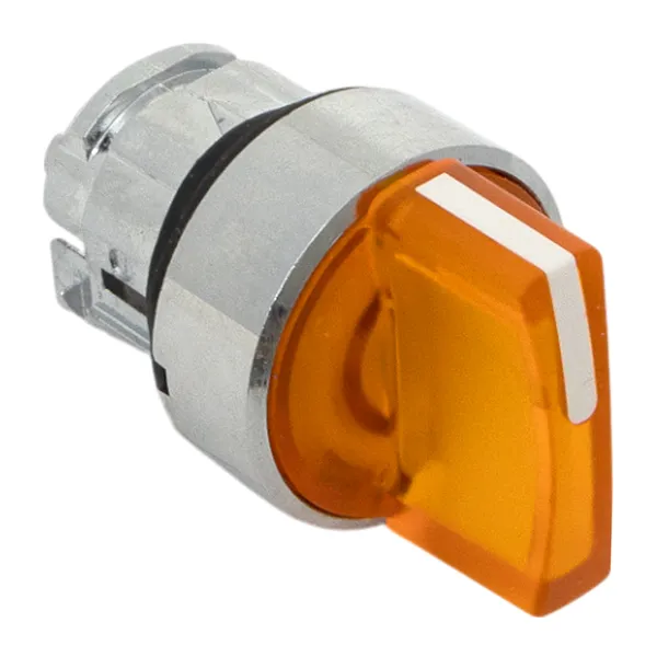 Исполнительный механизм переключателя ХB4 желтый на 3 положения с фиксацией, с подсветкой с короткой ручкой IP65 EKF