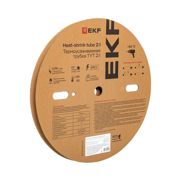 Термоусаживаемая трубка ТУТ нг 12/6 белая рулон EKF PROxima