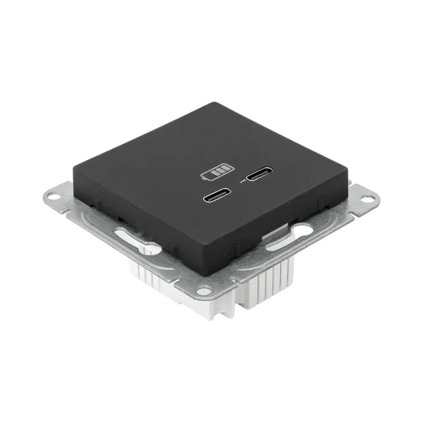 Механизм розетки USB-C - 2шт, чёрный Эпика EKF