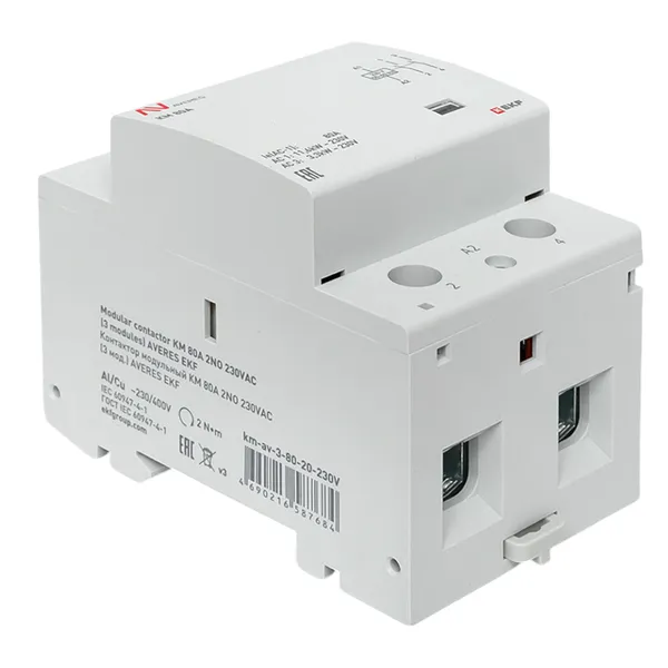 Контактор модульный КМ 80А 2NО 230VAC (3 мод.) AVERES EKF