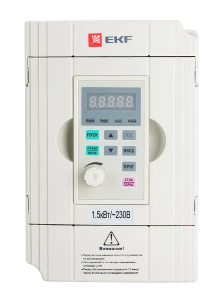 Преобразователь частоты, белый, 1,5/2,2кВт 1x230В VECTOR-100 EKF